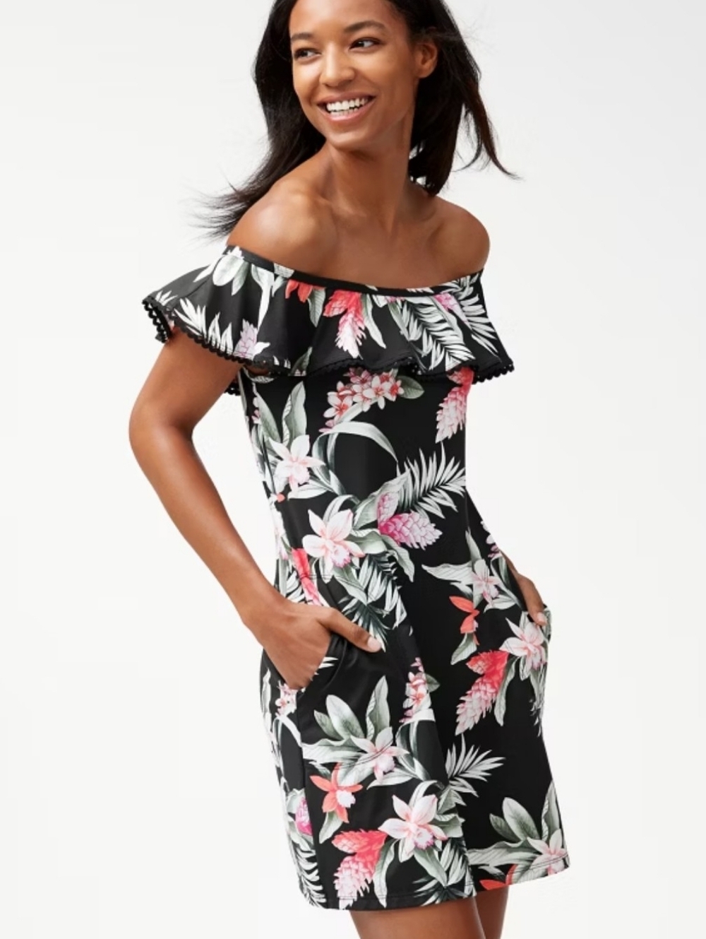 Tommy Bahama Ginger Flowers Ruffle Swim Dress